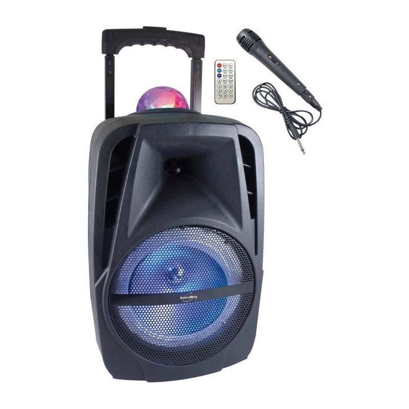 INOVALLEY KA116BOWL - Enceinte lumineuse Bluetooth 450W - Fonction Karaoké - ...