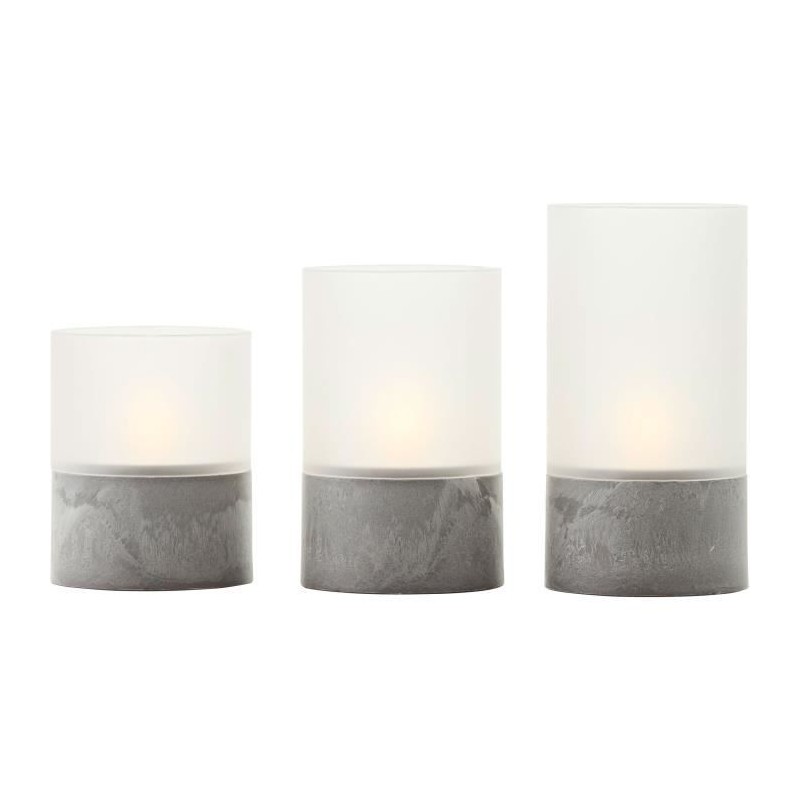 Lot 3 Lampes a poser LED BOUGIE BRILLIANT - 2500K - Plastique et verre - Gris...