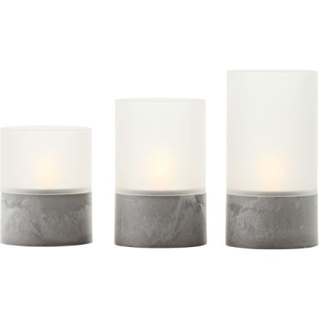 Lot 3 Lampes a poser LED BOUGIE BRILLIANT - 2500K - Plastique et verre - Gris...