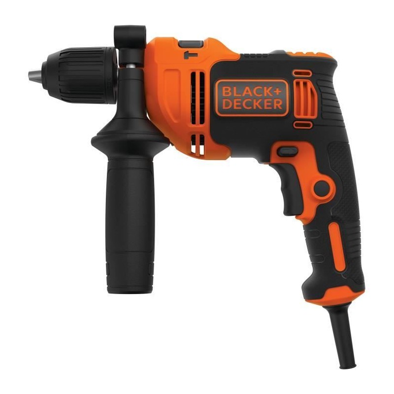 Perceuse a percussion filaire - 710W - BLACK+DECKER -  BEH710-QS - avec 4 for...