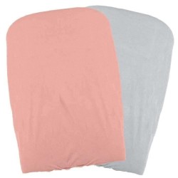 DOMIVA Lot 2 Housses matelas a langer - Polycoton - oeko-Tex - Peche/Perle - ...