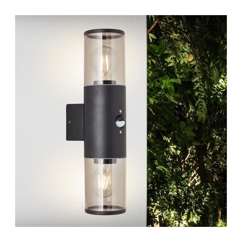Applique extérieure SERGIORO - BRILLIANT - 2L avec détecteur - noir depoli - ...