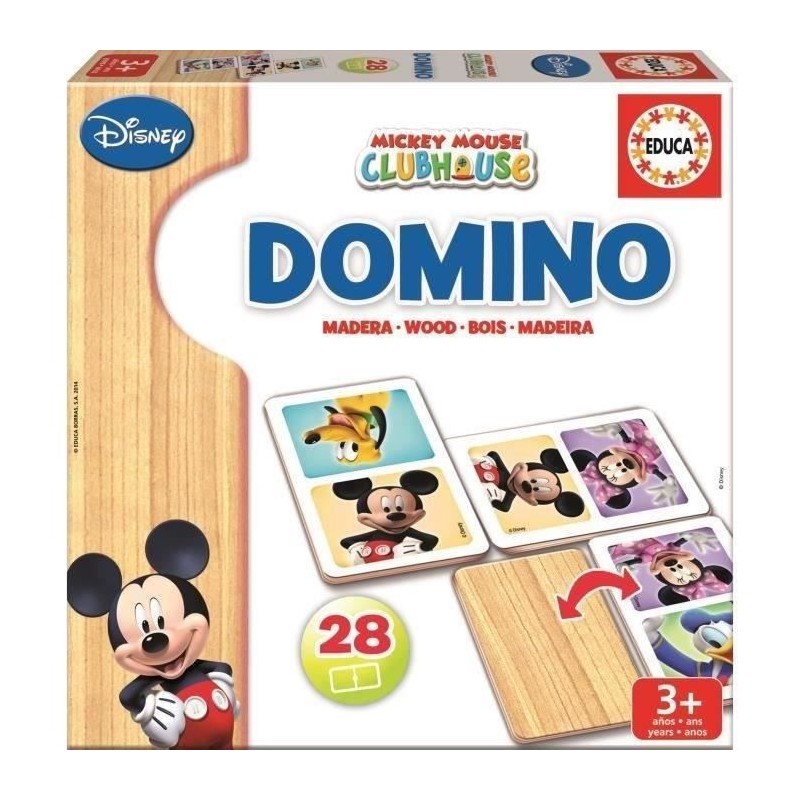 Jeu de domino en bois Mickey - EDUCA - Domino bois Mickey - Mixte - Enfant - ...