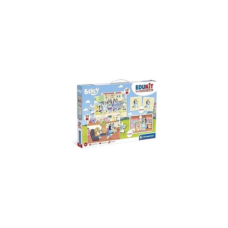 Clementoni - Edukit - Bluey - Coffret apprentissage 4 en 1 - 2 puzzles, 1 mém...