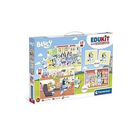 Clementoni - Edukit - Bluey - Coffret apprentissage 4 en 1 - 2 puzzles, 1 mém...