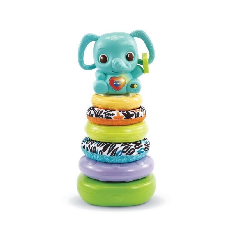 VTECH BABY - Play Green - Nino, Éléphanteau Empilo 3 en 1 (Plastique Bio Sourcé)