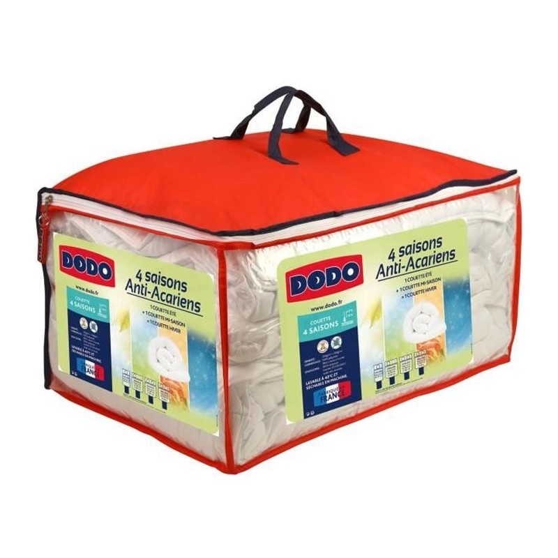 DODO Couette 4 saisons anti-acariens - 220 x 240 cm - Blanc