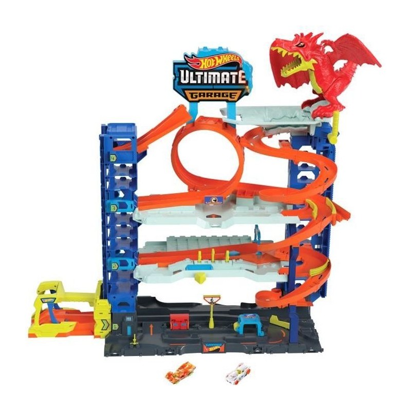 Hot Wheels City-Garage Ultime-Coffret avec 2 voitures incluses HKX48