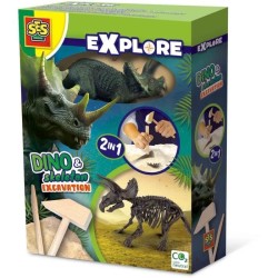 Fouille de dinosaures et de squelettes 2 en 1 - Tricératops - SES