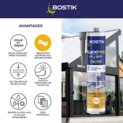 Mastic colle/joint - BOSTIK - Flexpro PU811 - Tous matériaux - Intérieur/exté...