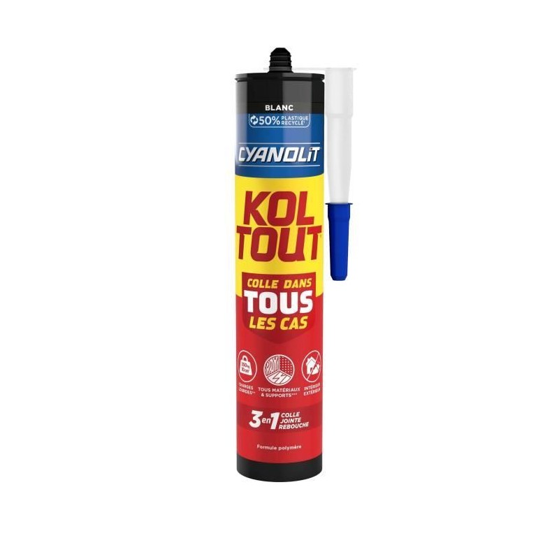 Colle de fixation et d'étanchéité - CYANOLIT - Blanc - Cartouche 290 ml - Pol...