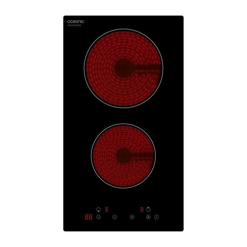 Plaque de cuisson vitrocéramique OCEANIC - 2 foyers - 2900W - commandes sensi...