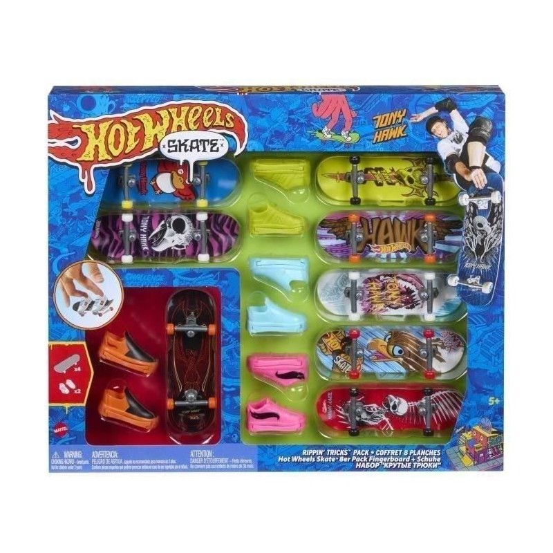Hot Wheels-Skate-Fingerskate Tony Hawk-Pack fingerboards et chaussures HMY19