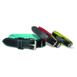 YAGO Collier en Cuir Noir et Rouge Souple et Réglable pour moyen chien, taill...
