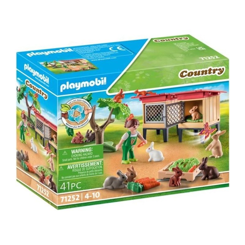 PLAYMOBIL 71252 Enfant avec enclos et lapins, Country La Ferme, Animaux de la...