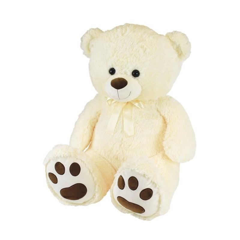 Ours Creme en Peluche avec Noeud +/- 100 cm - PLANET PLUCH - Grand ours creme...