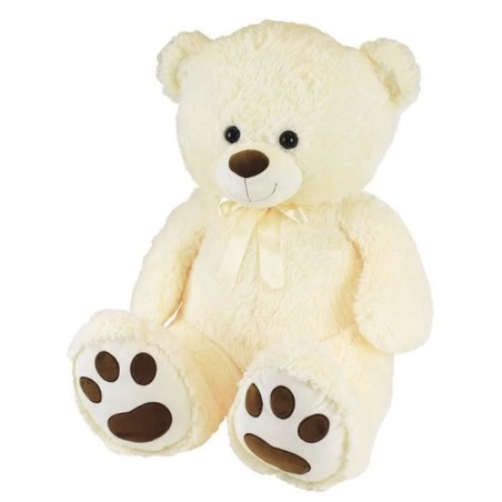 Ours Creme en Peluche avec Noeud +/- 100 cm - PLANET PLUCH - Grand ours creme...