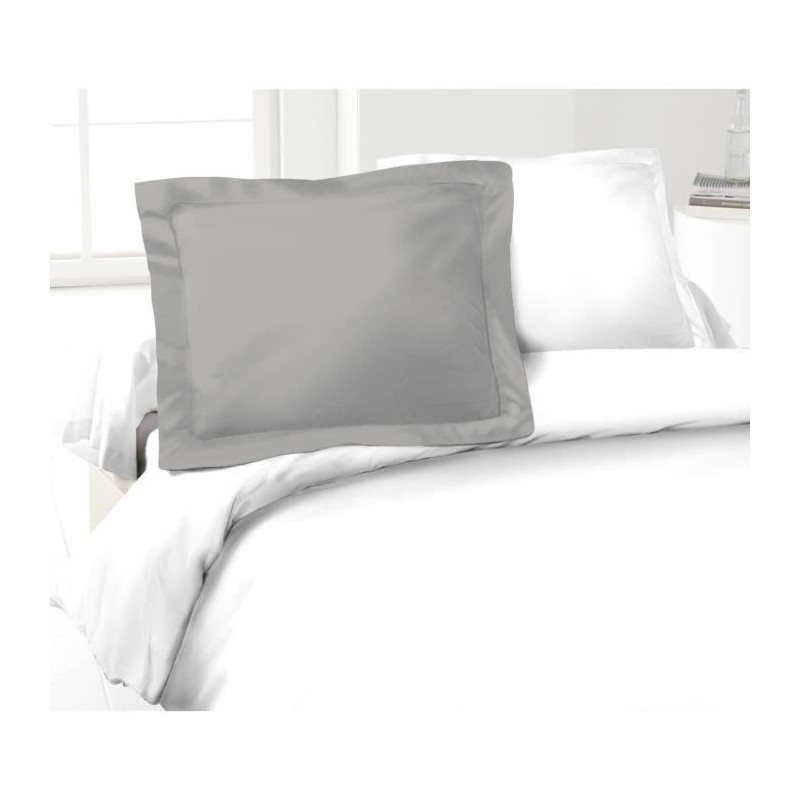 LOVELY HOME Lot de 2 Taies d'Oreillers 100% coton 50x70 cm - Gris clair
