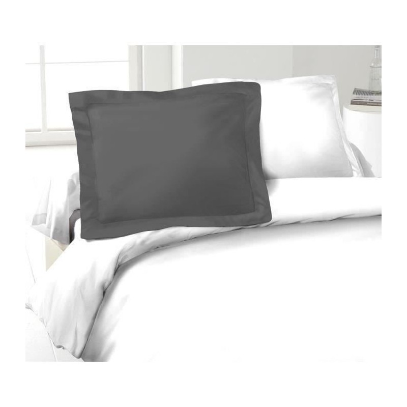 LOVELY HOME Lot de 2 Taies d'Oreillers 100% coton 50x70 cm - Gris foncé