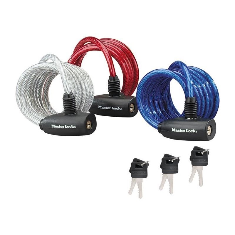 Câble antivol en acier torsadé Master Lock 8127EURTRI - Bleu