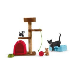 Coffret Aire de jeu pour chats adorables, figurines d'animaux avec