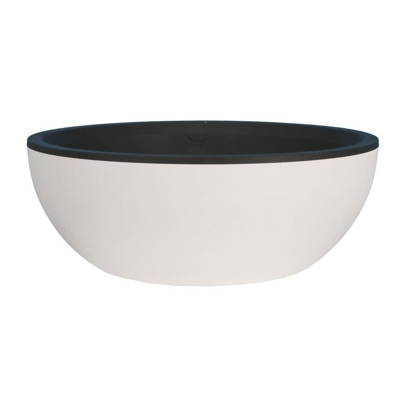 Coupe pot de fleurs - RIVIERA - Granit - D40 H15 cm - Blanc