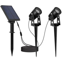 Doubles spots solaires 2 en 1 a piquer ou a fixer - LUMISKY - ROUNDY - H27 cm...