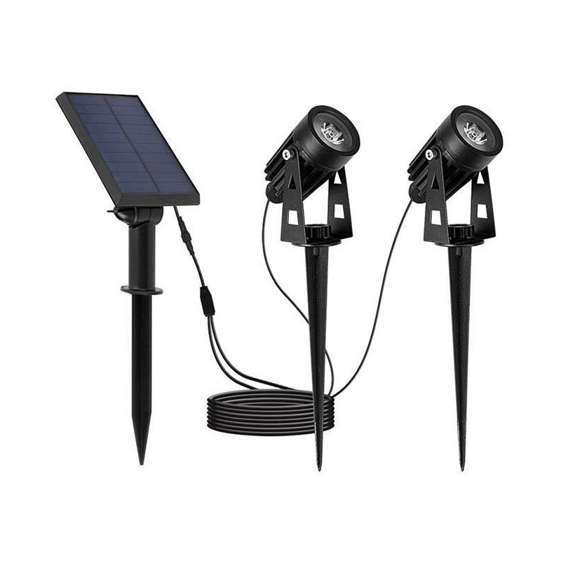 Doubles spots solaires 2 en 1 a piquer ou a fixer - LUMISKY - ROUNDY - H27 cm...