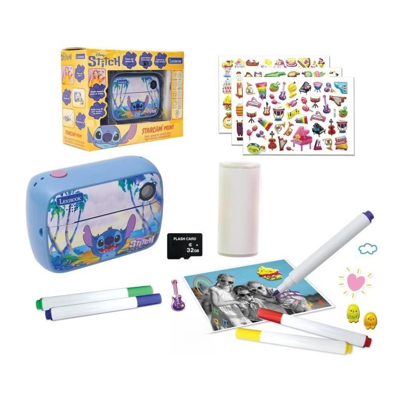 LEXIBOOK -  Appareil photo instantané - Starcam Print Stitch avec carte SD - ...