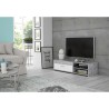 Meuble TV PILVI - Blanc et béton clair - Contemporain - L 120 x P 42,1 x H 31...