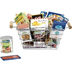 Jouet d'épicerie - KLEIN - Panier a provisions en métal garni de boîtes - Gar...
