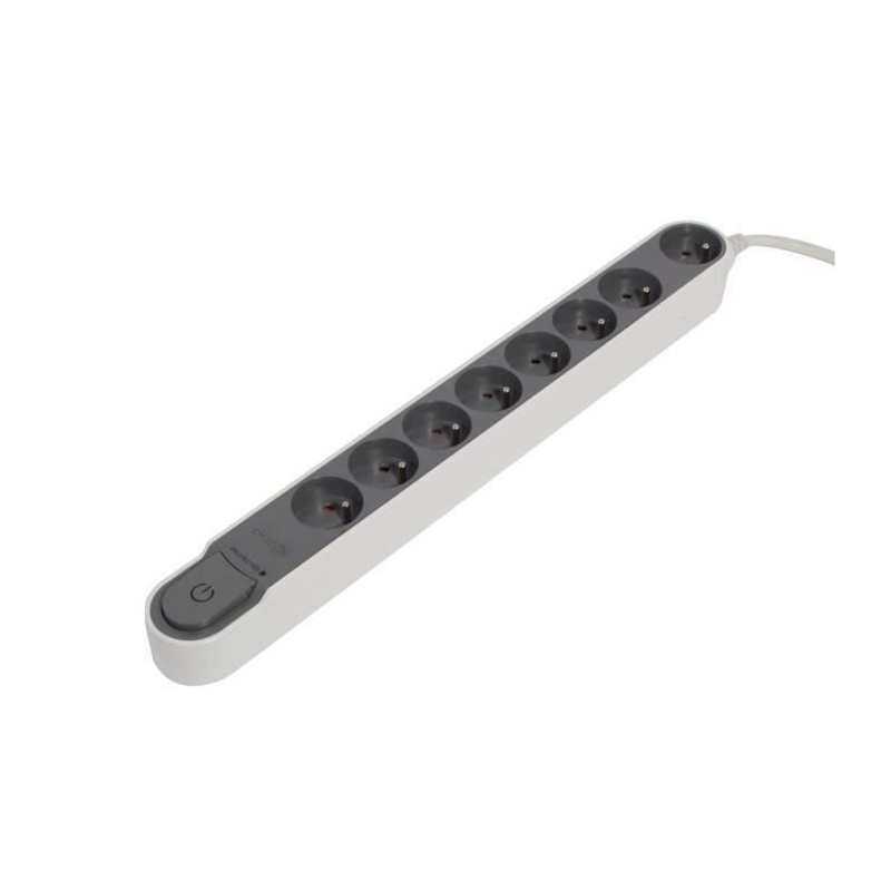 CHACON Bloc multiprise parafoudre avec interrupteur 8 prises 16A 1,5m gris