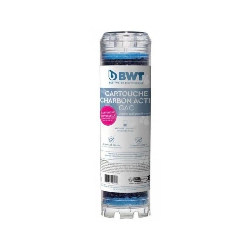 Cartouche - BWT - charbon actif granulé - Capacité de traitement d'environ 6 ...