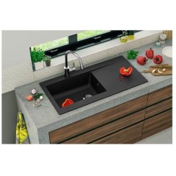 Evier a encastrer en résine 1000 x 500 mm 1 grande cuve - Noir - STRADOUR Lie...