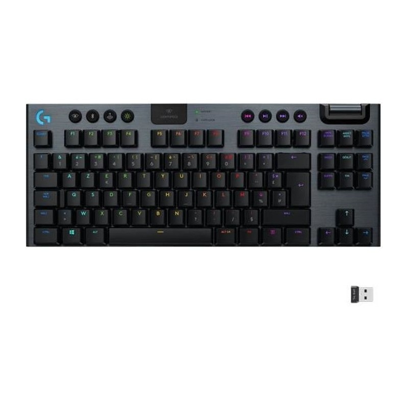Clavier gamer - Sans fil - Logitech G - G915 TKL - Retroeclaire - AZERTY - Noir