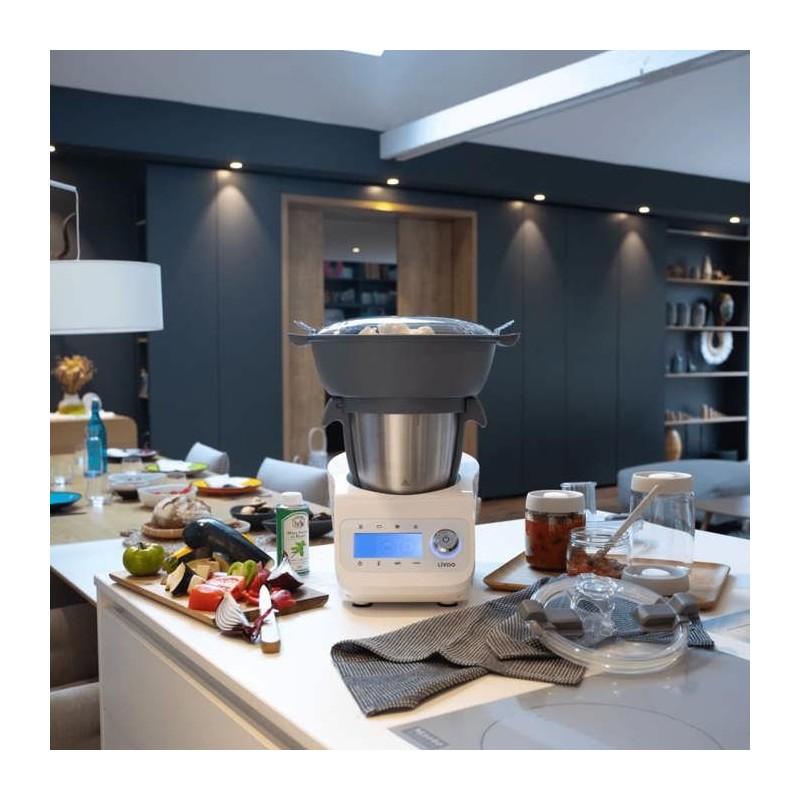Robot multifonctions Super Cooker - LIVOO DOP219W - 12 vitesses - Bol inox 3,...