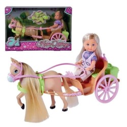 Caleche et cheval pour poupée STEFFI LOVE Evi - SILVERTORN - 12cm - Accessoir...