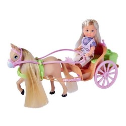 Caleche et cheval pour poupée STEFFI LOVE Evi - SILVERTORN - 12cm - Accessoir...