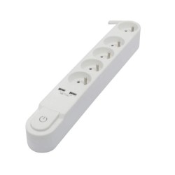 CHACON Bloc multiprise 5 prises 16 A avec interrupteur, 2 ports USB et câble ...