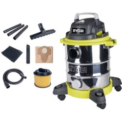 RYOBI - Aspirateur eau et poussiere 1 250 W - cuve Inox 20 L - dépression 20,...
