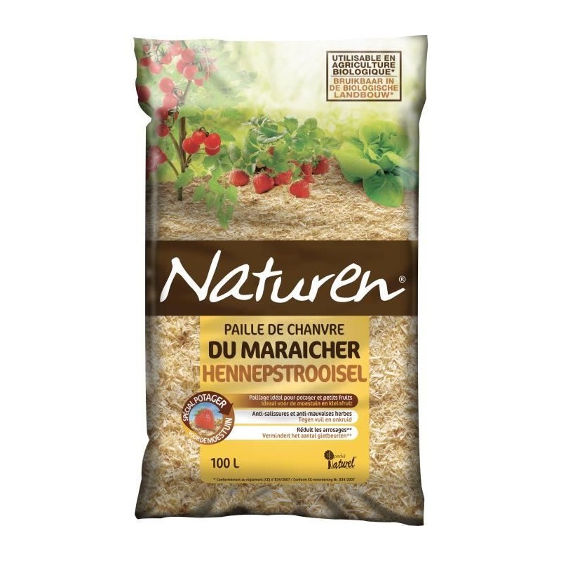 NATUREN Paille de Chanvre UAB 100L - Protege le potager et enrichit le sol