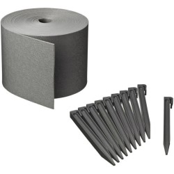 Bordure de jardin - NATURE - Gris - PE recyclé, épaisseur 3 mm - H15 cm x 10 ...