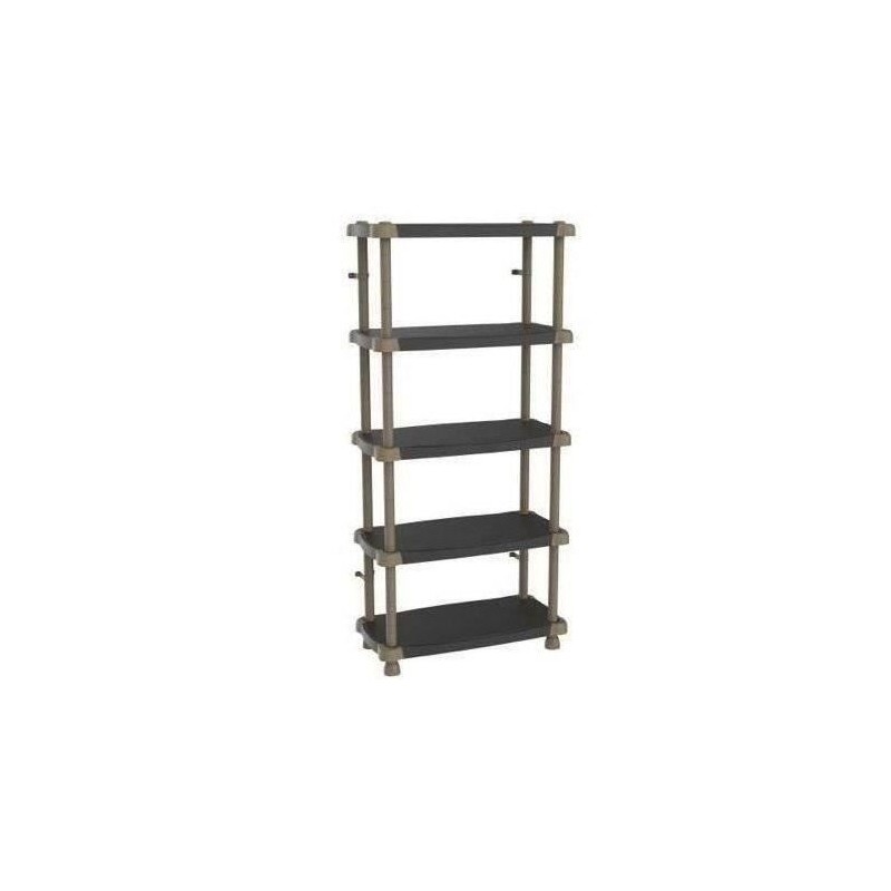 Étagere haute PLASTIKEN TITANIUM - 5 plateaux bi-couleur - Noir et Taupe - 30...