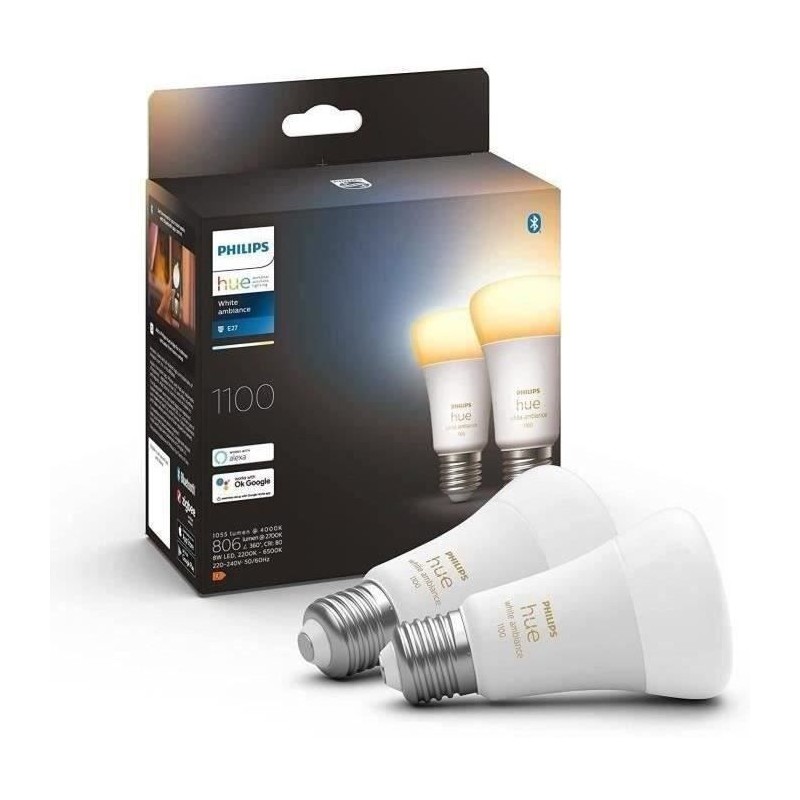 Philips Hue White Ambiance, ampoule LED connectée E27 équivalent 75W, 1100 lu...