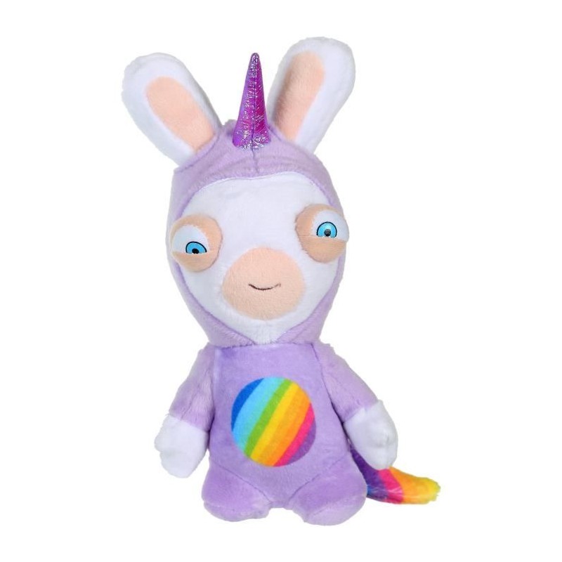 LAPINS CRETINS Peluche Licorne Lapicorne Sonore Mauve - 18 cm