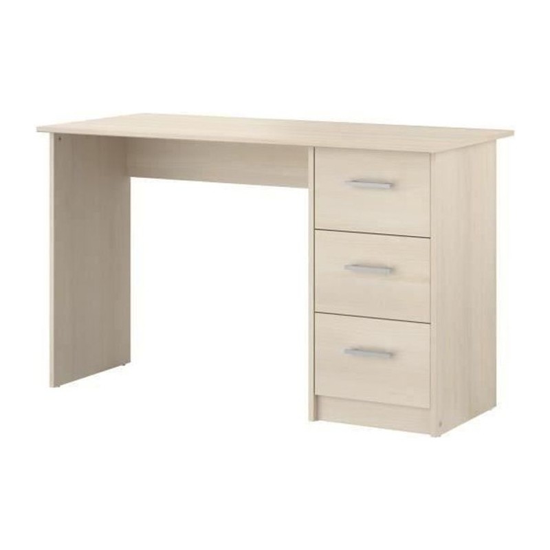Bureau droit 3 tiroirs ESSENTIEL - Panneaux de particules - Décor Acacia clai...