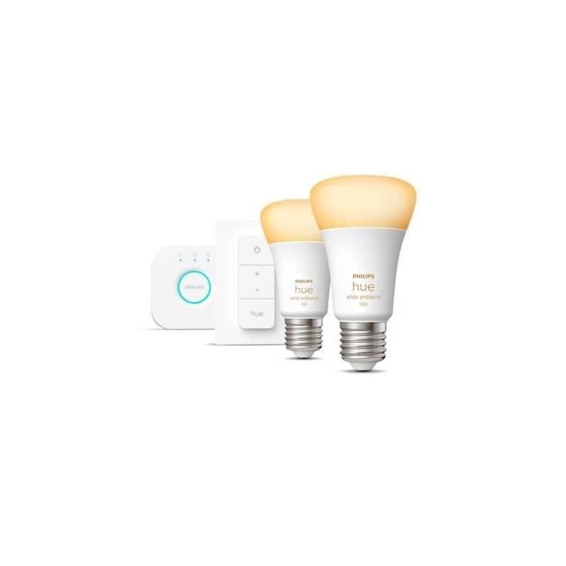 Philips Hue - Kit démarrage ampoule LED connectée White - 10,5W - Lot 2 E27 -...