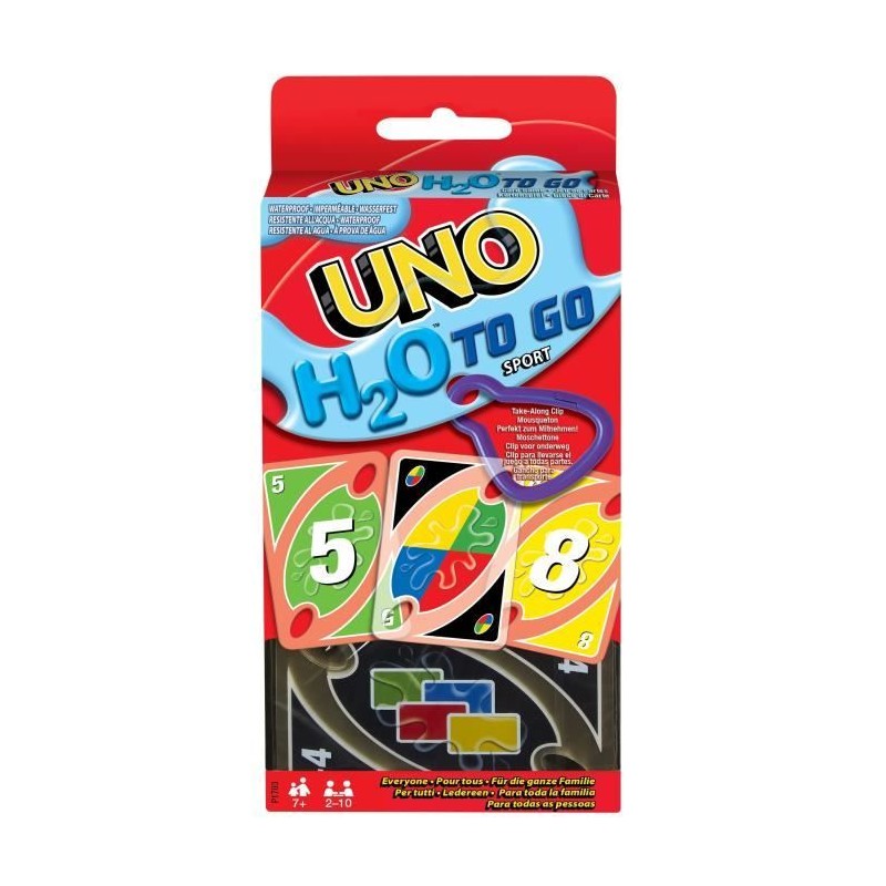 Mattel Games - UNO H20 TO GO - Uno Sport Jeu De Cartes - Jeu De