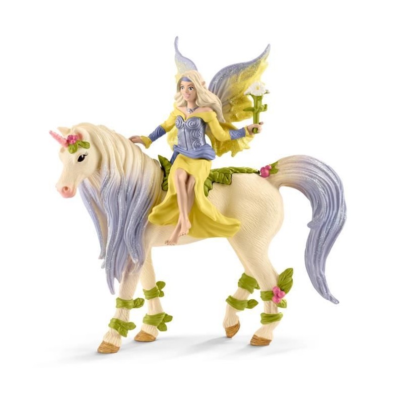 Fée Sera avec Figurine Licorne aux fleurs - Fée Sirene Magique et
