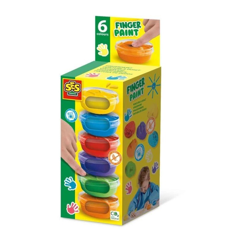 Peinture au doigt 6 couleurs x 45ml - SES CREATIVE - Intensité des couleurs e...